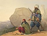 Afghaun foot soldiers in their winter dress, with entrance to the Valley of Urgundeh by Unknown Artist